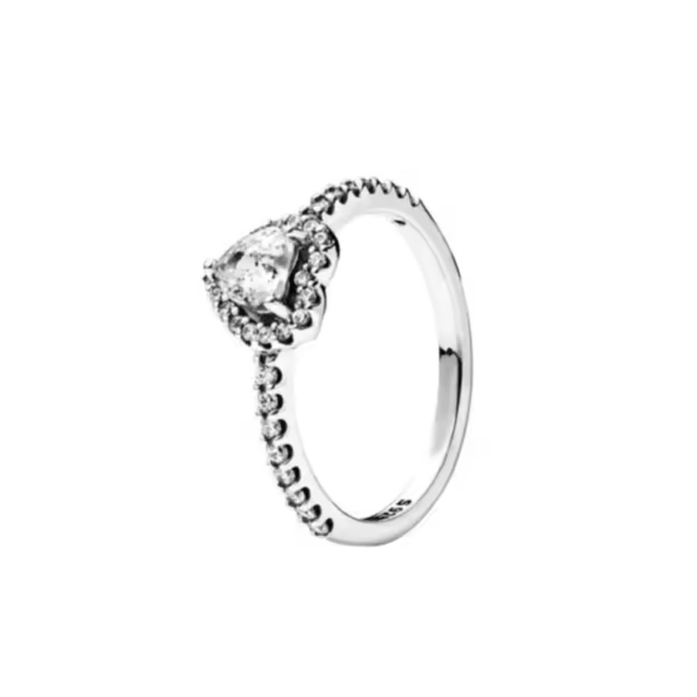 Heart-Shaped Silver Ring with Crystal Accents size 8 - Picture 2 of 5